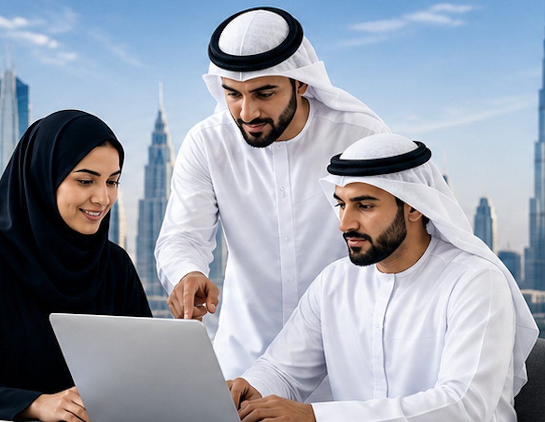 Emirati professionals collaborating on ICV performance
